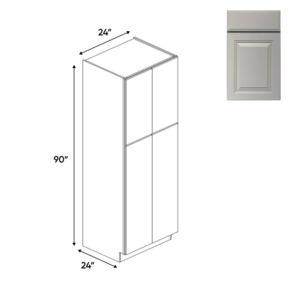 RTA - Avalon Ashen - Double Door Pantry Cabinets - 24"W x 90"H x 24"D