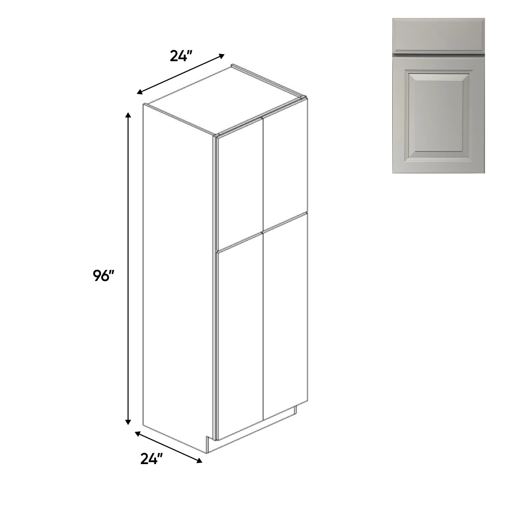 RTA - Avalon Ashen - Double Door Pantry Cabinets - 24"W x 96"H x 24"D