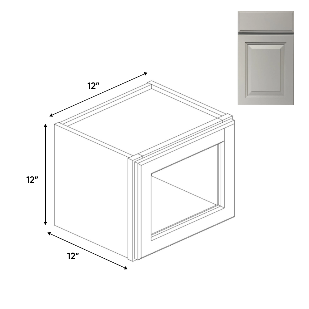 RTA - Avalon Ashen - Single Glass Door Wall Cabinets - 12"W x 12"H x 12"D