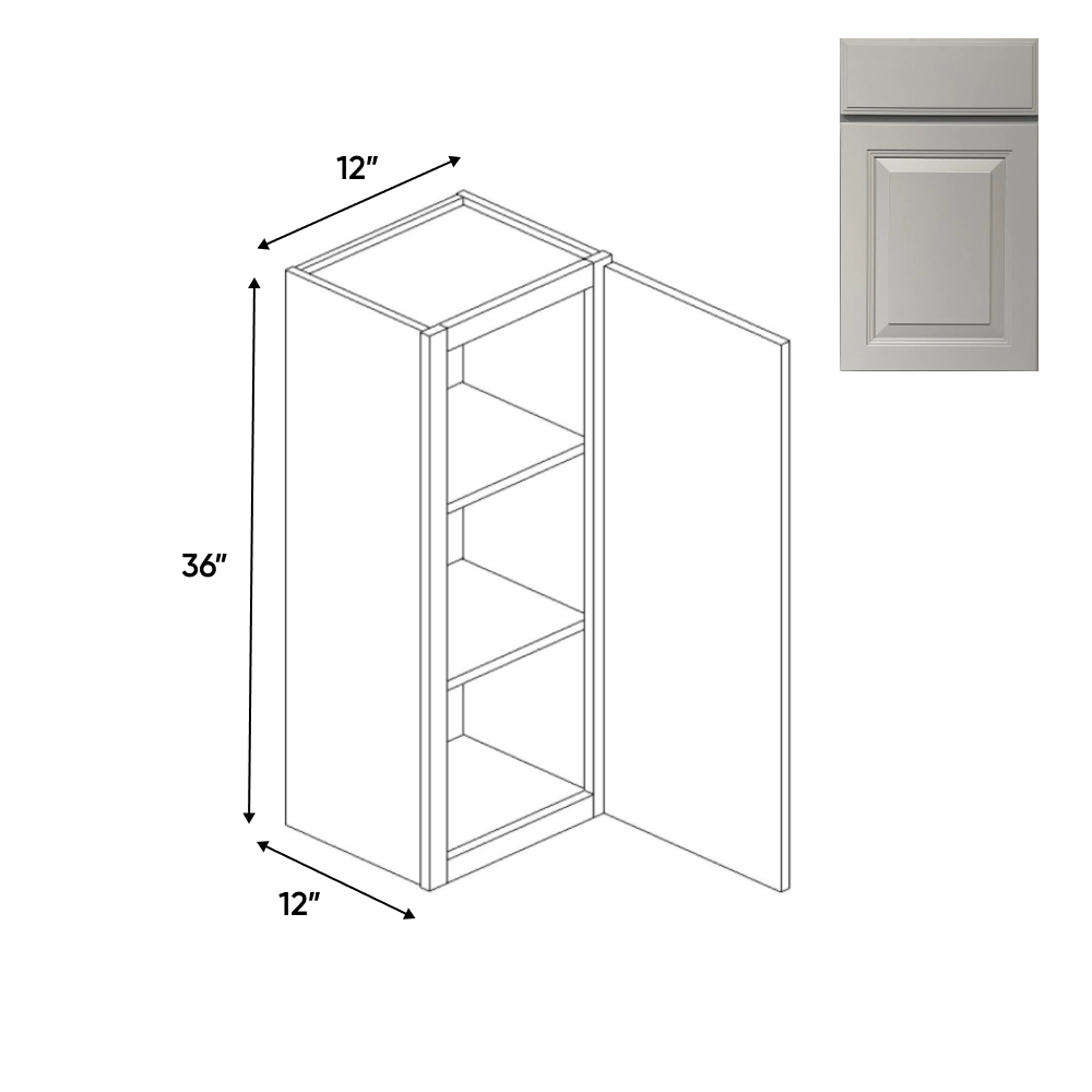 RTA - Avalon Ashen - 36" Height Single Door Wall Cabinets - 12"W x 36"H x 12"D