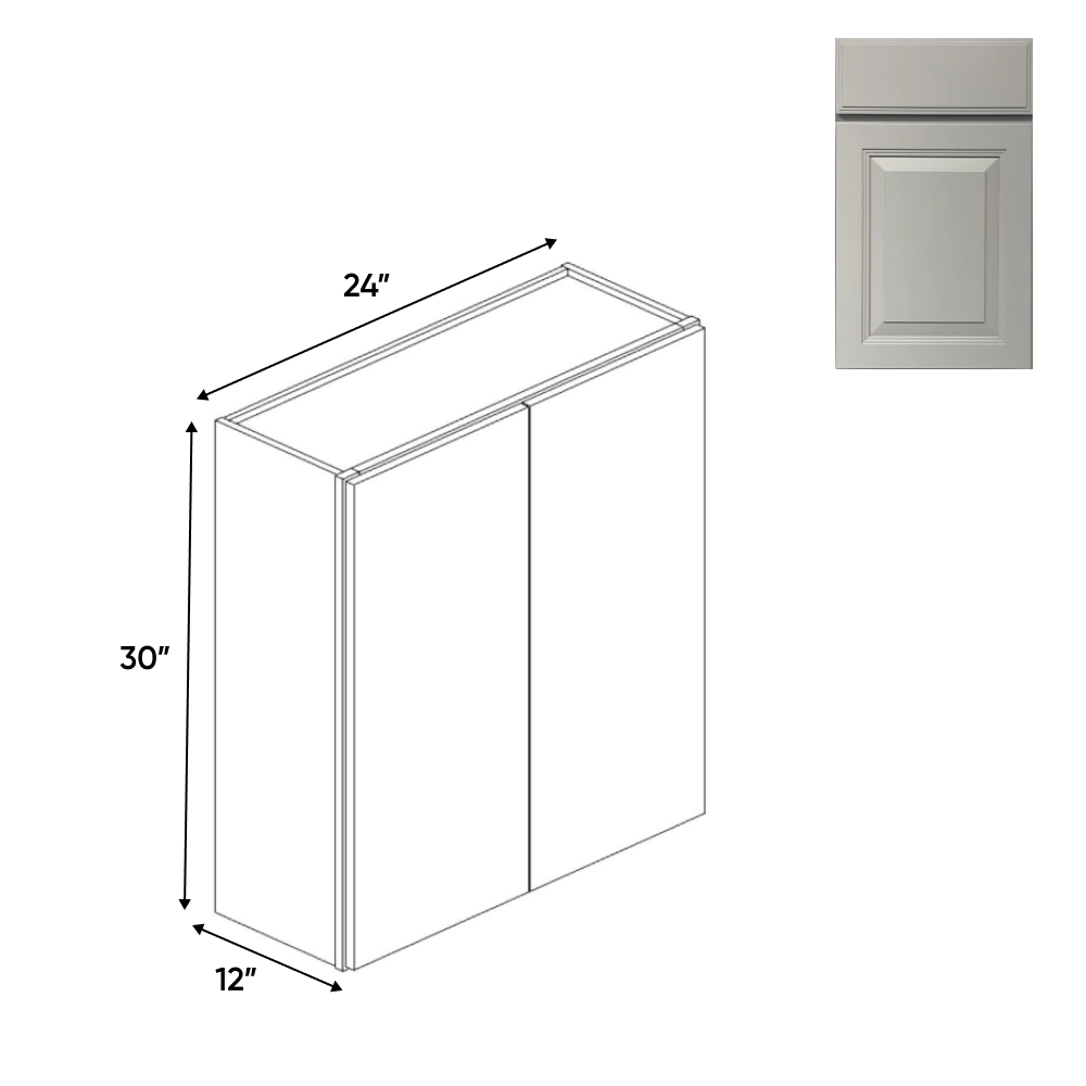 RTA - Avalon Ashen - 30" Height Double Door Wall Cabinets - 24"W x 30"H x 12"D