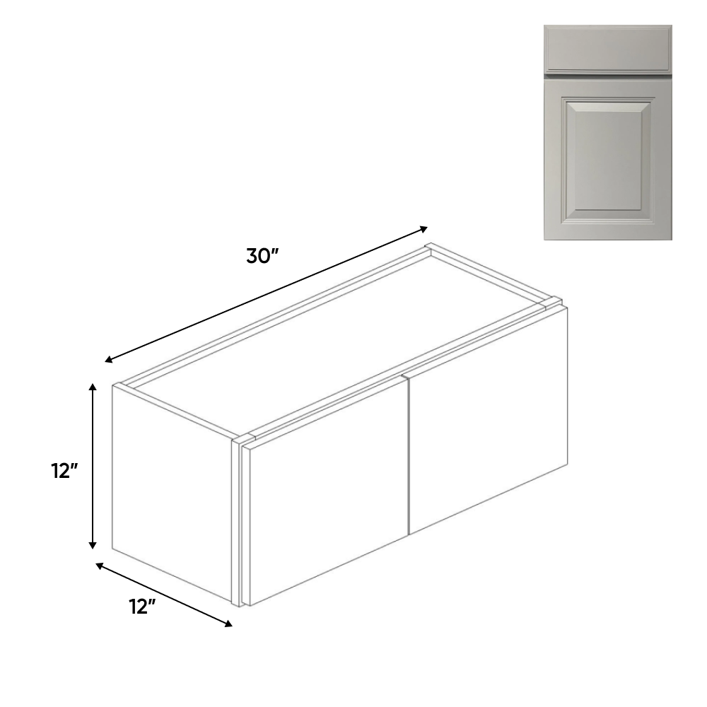 RTA - Avalon Ashen - 12" Height Double Door Wall Cabinets - 30"W x 12"H x 12"D