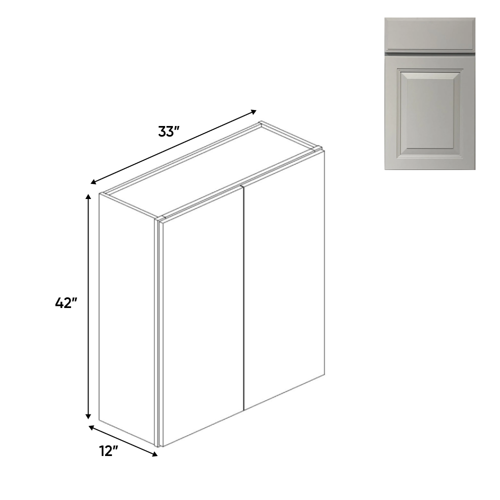 RTA - Avalon Ashen - 42"Height Double Door Wall Cabinets - 33"W x 42"H x 12"D