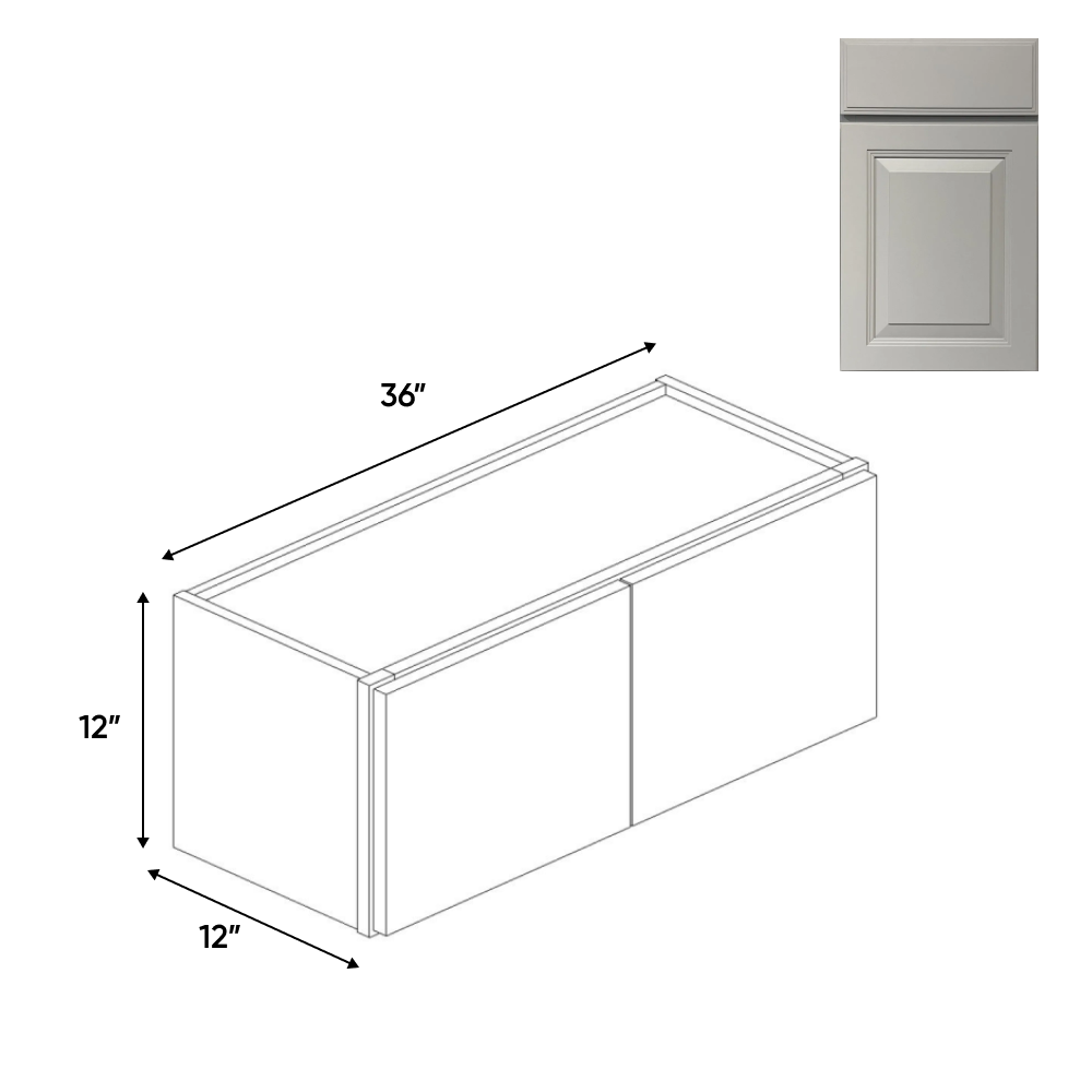 RTA - Avalon Ashen - 12"Height Double Door Wall Cabinets - 36"W x 12"H x 12"D