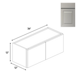 RTA - Avalon Ashen - 12"Height Double Door Wall Cabinets - 36"W x 12"H x 12"D