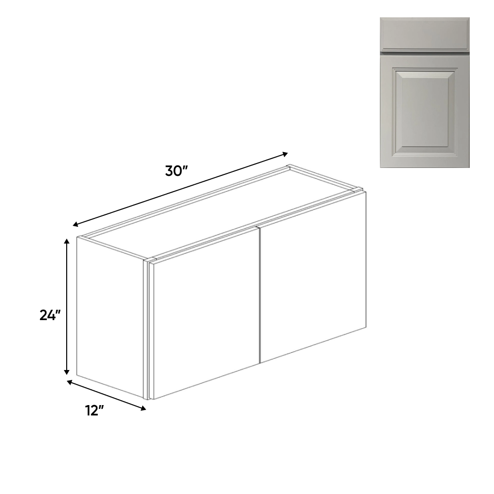 RTA - Avalon Ashen - 24" Height Double Door Wall Cabinets - 36"W x 24"H x 12"D