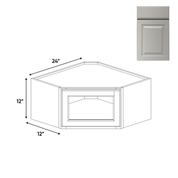 Avalon Ashen - Diagonal Corner Glass Door Wall Cabinets - 24