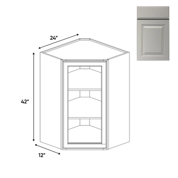 Avalon Ashen - Diagonal Corner Glass Door Wall Cabinets - 24