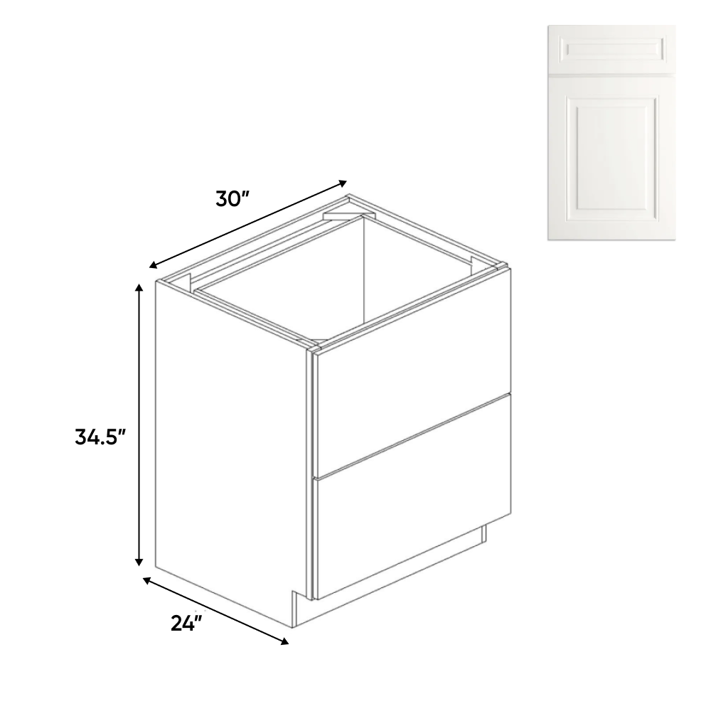 Atlas Blanco - Double Drawer Base Cabinets - 30"W x 34.5"H x 24"D - Pre Assembled