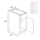 RTA - Atlas Blanco - Full Height Single Door Base Cabinets - 9"W x 34.5"H x 24"D