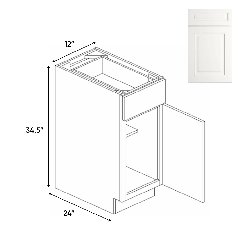 Atlas Blanco - Single Door Cabinets - 12"W x 34.5"H x 24"D - Pre Assembled