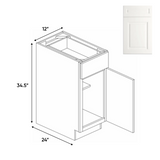 RTA - Atlas Blanco - Full Height Single Door Base Cabinets - 12"W x 34.5"H x 24"D