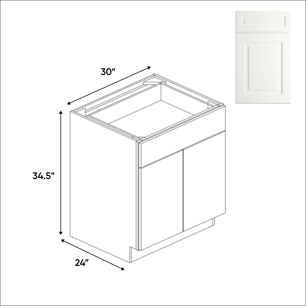 Atlas Blanco - Full Height Double Door Base Cabinets - 30"W x 34.5"H x 24"D - Pre Assembled