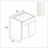 RTA - Atlas Blanco - Full Height Double Door Base Cabinets - 30"W x 34.5"H x 24"D