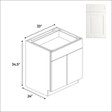 RTA - Atlas Blanco - Full Height Double Door Base Cabinets - 33"W x 34.5"H x 24"D