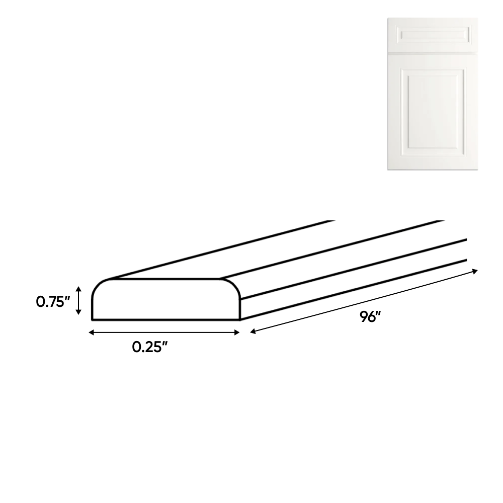 Atlas Blanco - Batten Molding - 96"W x 0.75"H x 0.25"D - Pre Assembled