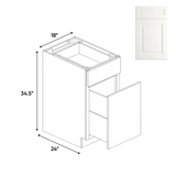 RTA - Atlas Blanco - Waste Basket Base Cabinets - 18"W x 34.5"H x 24"D