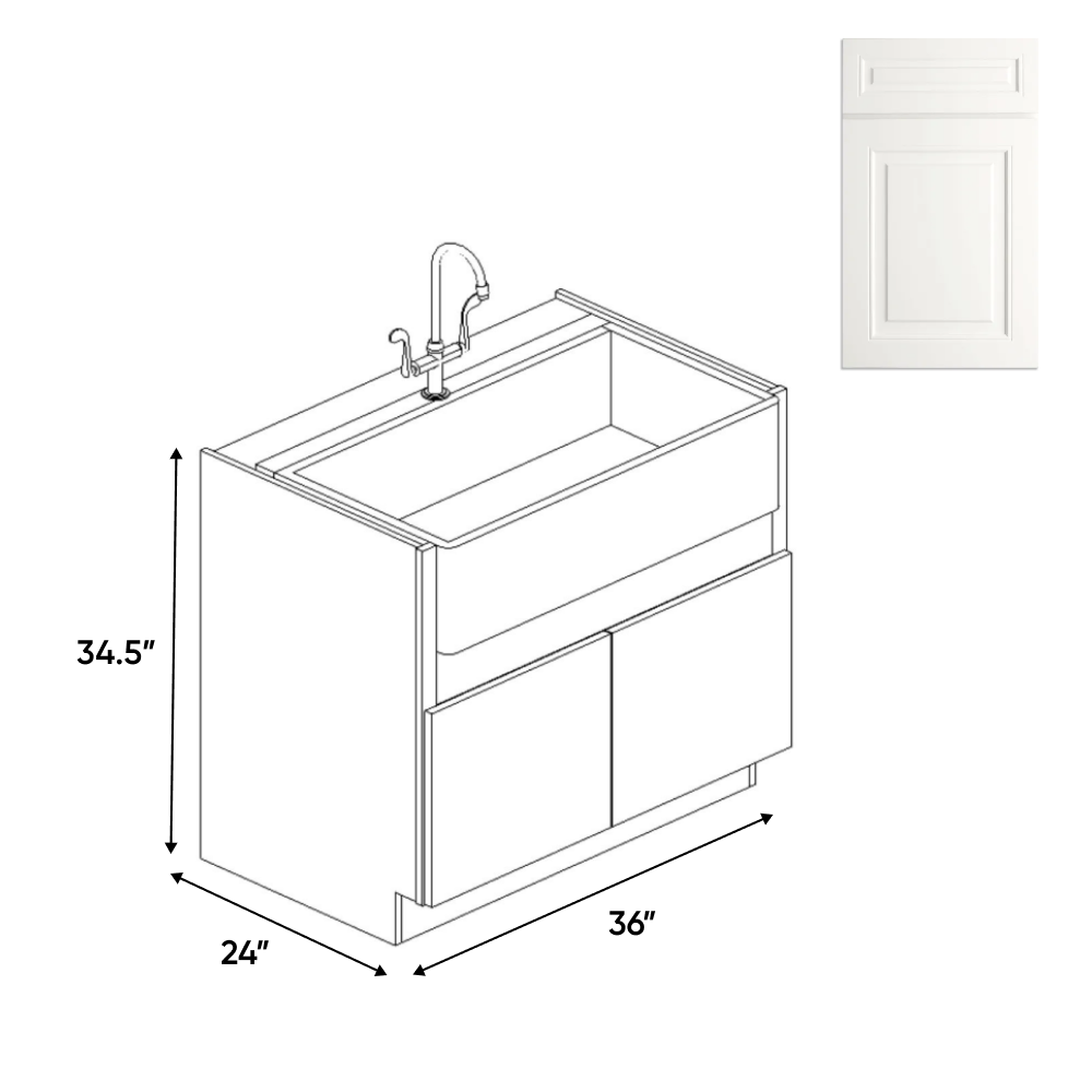 RTA - Atlas Blanco - Farm Sink Base Cabinets - 36"W x 34.5"H x 24"D