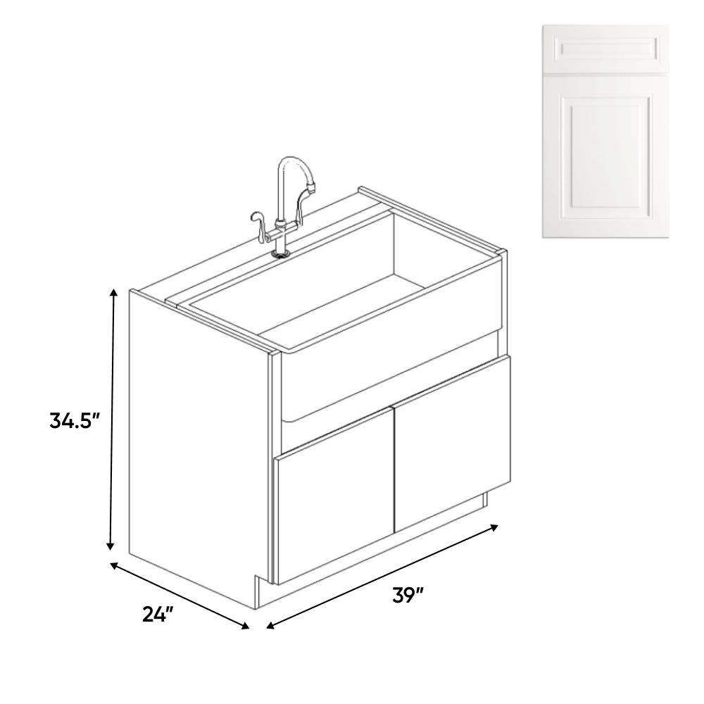 RTA - Atlas Blanco - Farm Sink Base Cabinets - 39"W x 34.5"H x 24"D