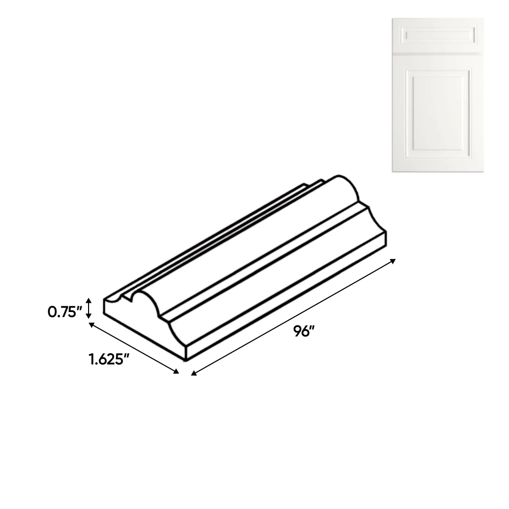 RTA - Atlas Blanco - Furniture Molding - 96"W x 0.75"H x 1.6"D