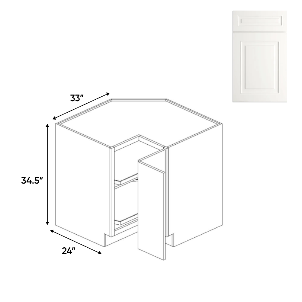 RTA - Atlas Blanco - Lazy Susan Base Cabinets - 33"W x 34.5"H x 33"D