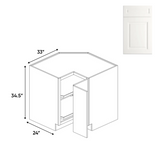 RTA - Atlas Blanco - Lazy Susan Base Cabinets - 33"W x 34.5"H x 33"D