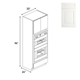 RTA - Atlas Blanco - Double Oven Cabinets - 33"W x 96"H x 24"D