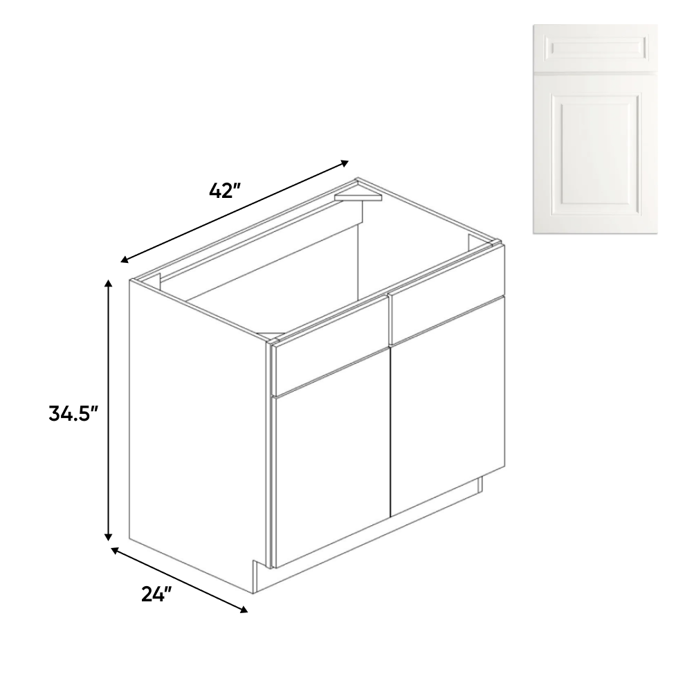 RTA - Atlas Blanco - Sink Base Cabinets - 42"W x 34.5"H x 24"D