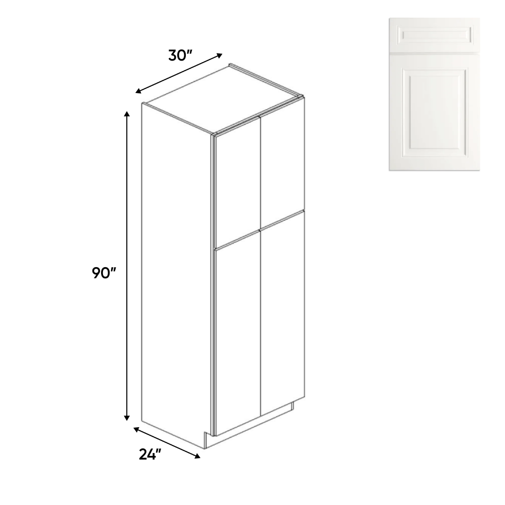RTA - Atlas Blanco - Double Door Pantry Cabinets - 30"W x 90"H x 24"D