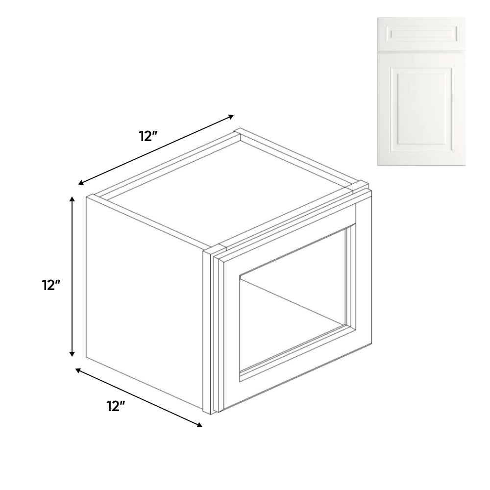 RTA - Atlas Blanco - Single Glass Door Wall Cabinets - 12"W x 12"H x 12"D