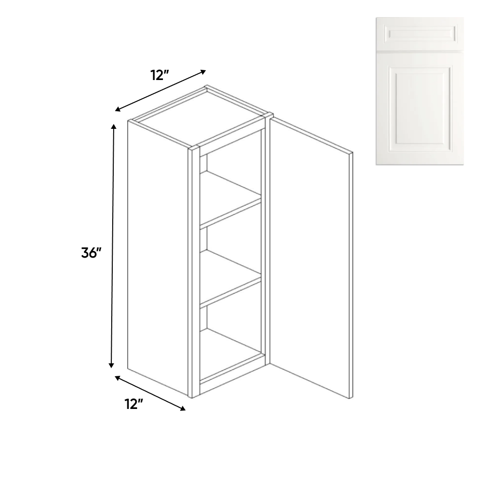 RTA - Atlas Blanco - 36" Height Single Door Wall Cabinets - 12"W x 36"H x 12"D