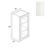 RTA - Atlas Blanco - Single Glass Door Wall Cabinets - 15"W x 30"H x 12"D