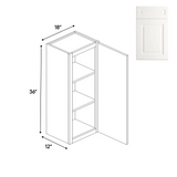 RTA - Atlas Blanco - 36" Height Single Door Wall Cabinets - 18"W x 36"H x 12"D