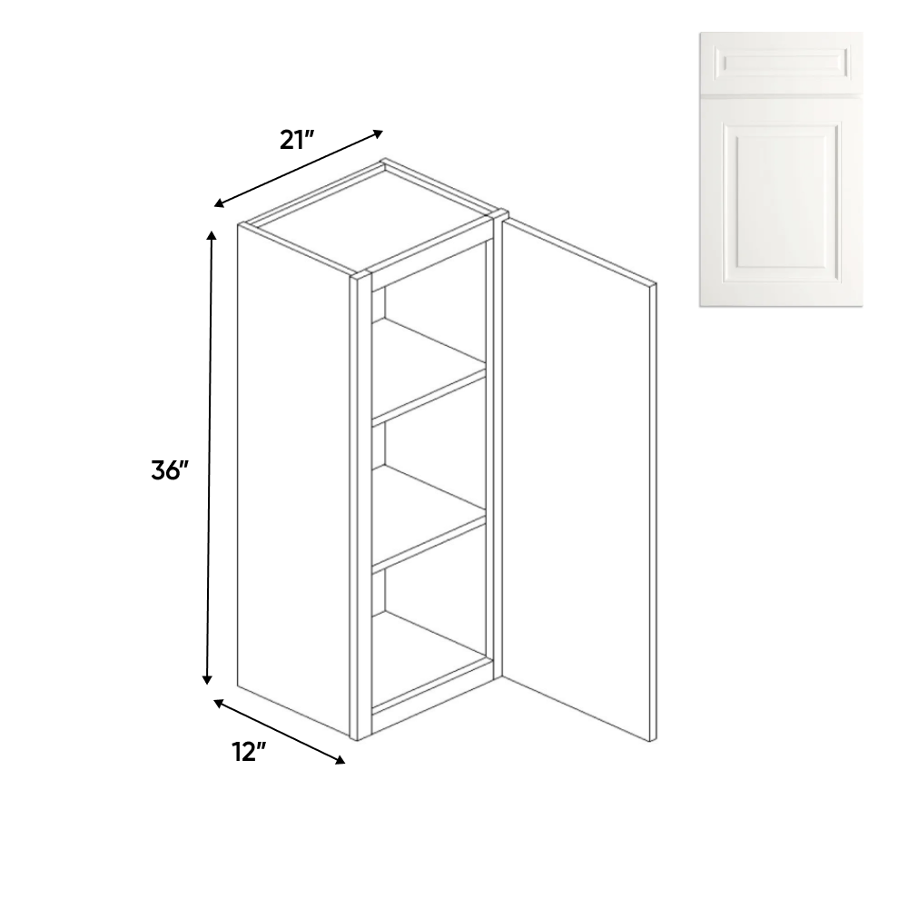 RTA - Atlas Blanco - 36" Height Single Door Wall Cabinets - 21"W x 36"H x 12"D