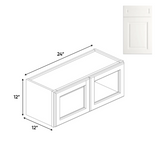 RTA - Atlas Blanco - Double Glass Door Wall Cabinets - 24"W x 12"H x 12"D