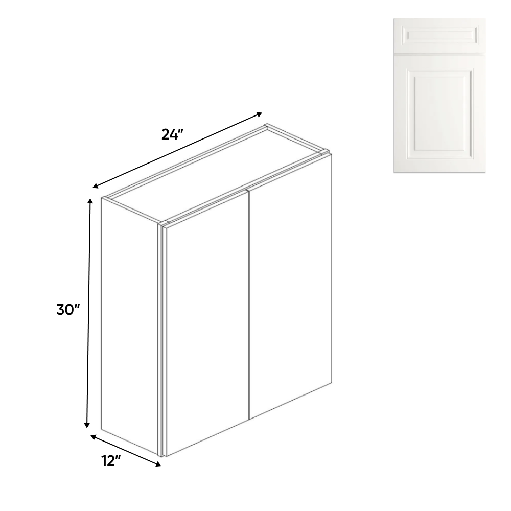 RTA - Atlas Blanco - 30" Height Double Door Wall Cabinets - 24"W x 30"H x 12"D