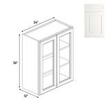 RTA - Atlas Blanco - Double Glass Door Wall Cabinets - 24"W x 36"H x 12"D