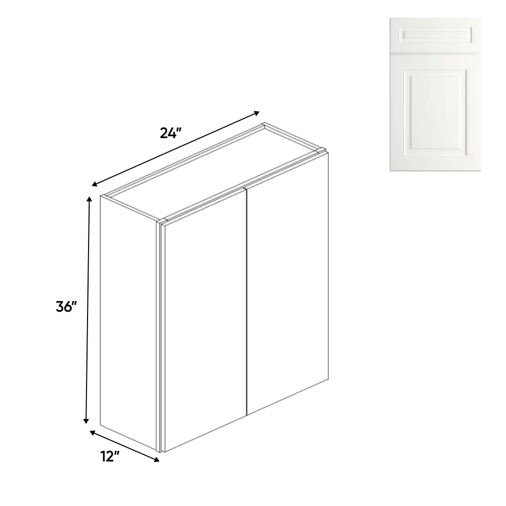 RTA - Atlas Blanco - 36" Height Double Door Wall Cabinets - 24"W x 36"H x 12"D