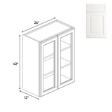 RTA - Atlas Blanco - Double Glass Door Wall Cabinets - 24"W x 42"H x 12"D