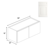 RTA - Atlas Blanco - 12" Height Double Door Wall Cabinets - 30"W x 12"H x 12"D