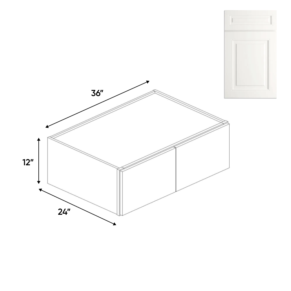 RTA - Atlas Blanco - 24" Deep Double Door Wall Cabinets - 36"W x 12"H x 24"D