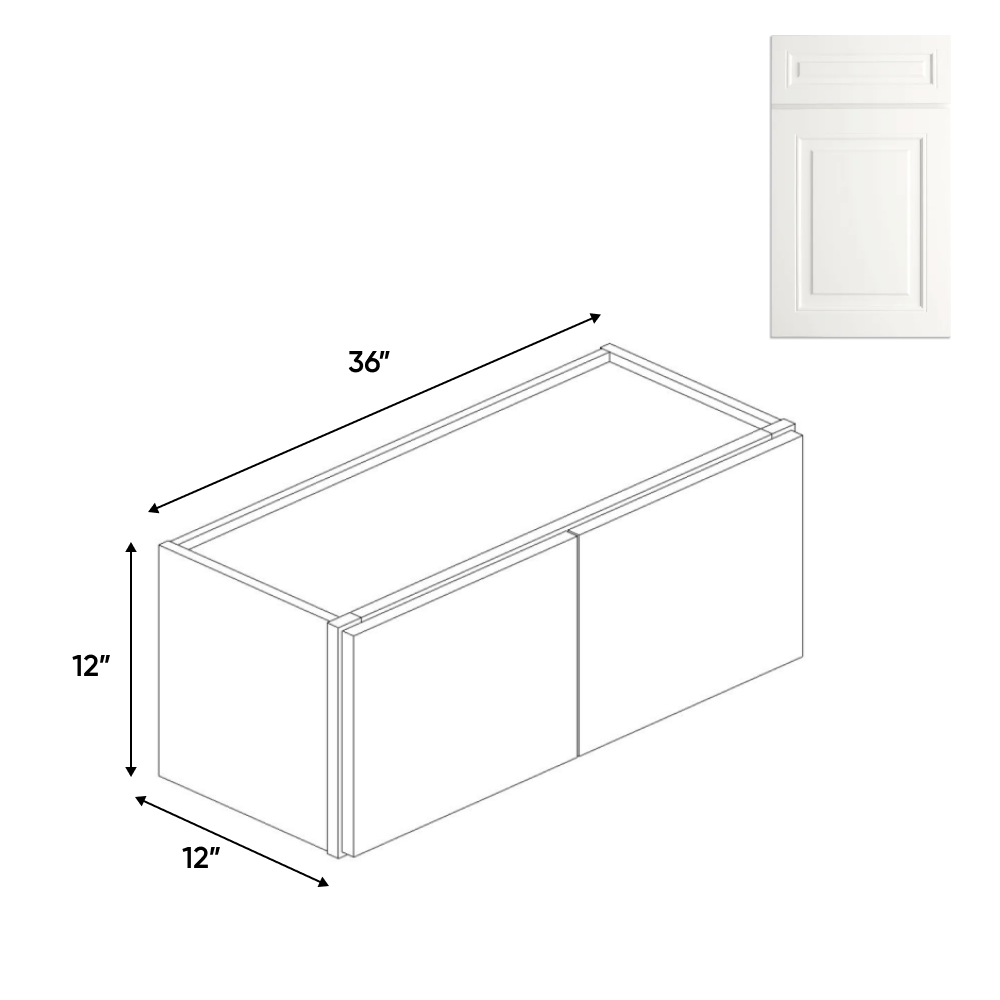 RTA - Atlas Blanco - 12"Height Double Door Wall Cabinets - 36"W x 12"H x 12"D