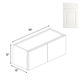 RTA - Atlas Blanco - 12"Height Double Door Wall Cabinets - 36"W x 12"H x 12"D