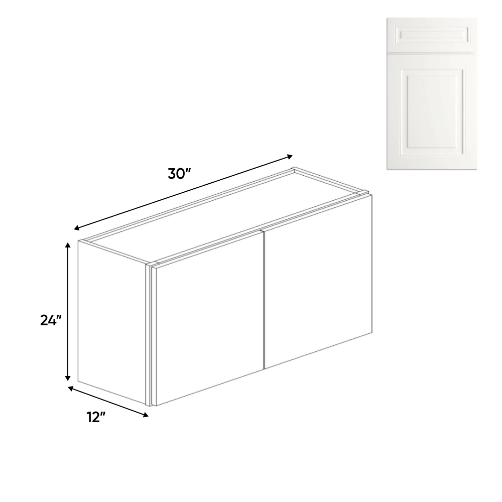 Atlas Blanco - 24" Height Double Door Wall Cabinets - 36"W x 24"H x 12"D - Pre Assembled