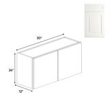 RTA - Atlas Blanco - 24"Height Double Door Wall Cabinets - 36"W x 24"H x 12"D