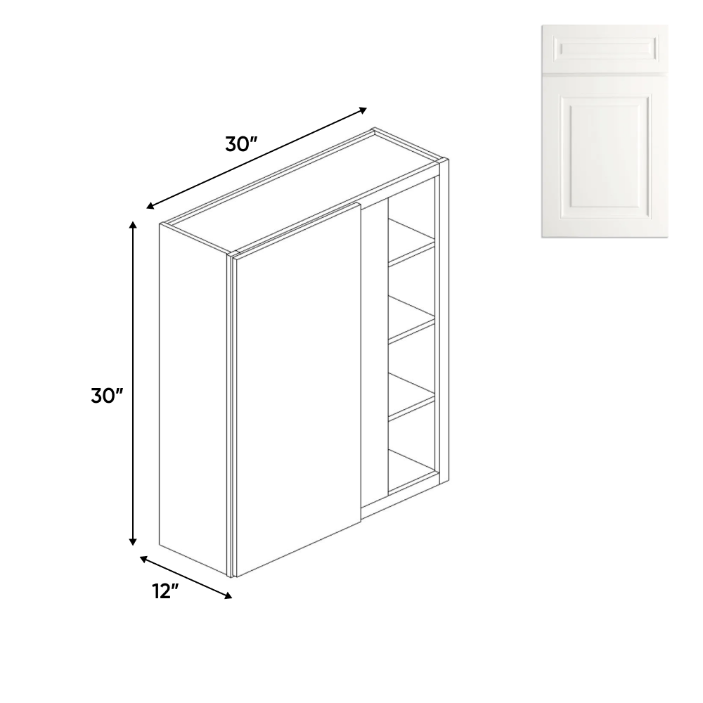 RTA - Atlas Blanco - Wall Blind Corner Cabinets - 30"W x 30"H x 12"D