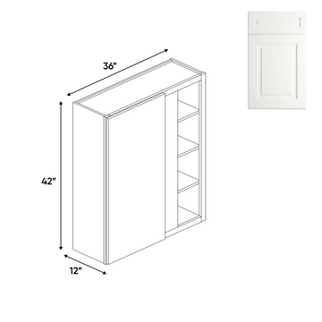 Atlas Blanco - Wall Blind Corner Cabinets - 36"W x 42"H x 12"D - Pre Assembled