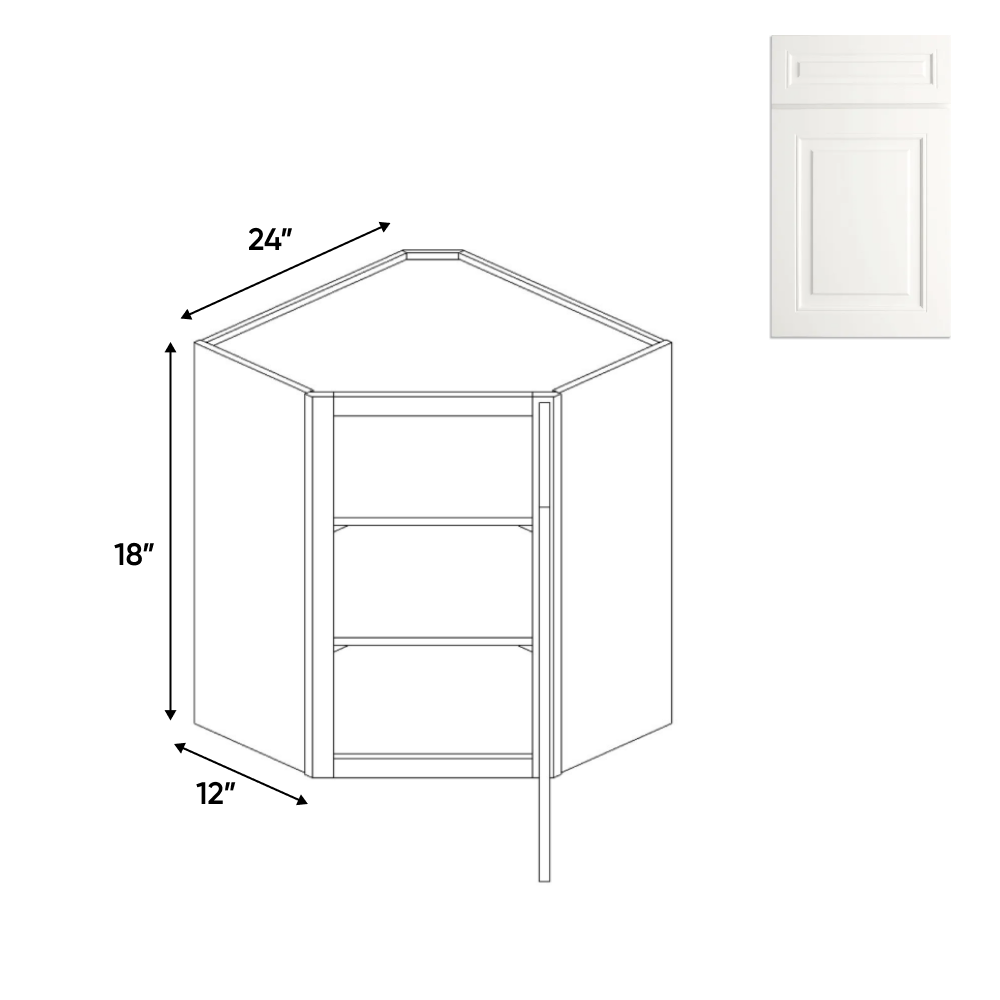 Atlas Blanco - Diagonal Corner Wall Cabinets - 24"W x 18"H x 12"D - AB-WDC2418 - Pre Assembled