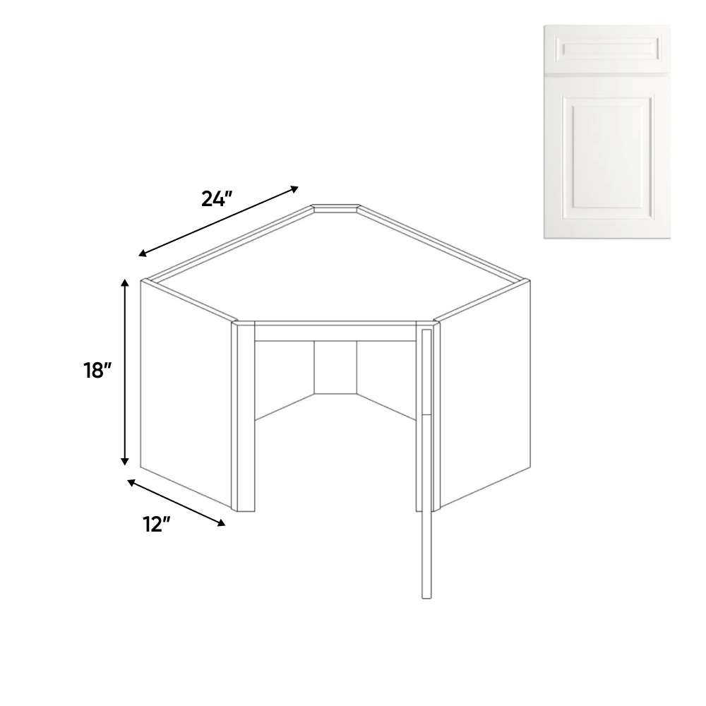 RTA - Atlas Blanco - Diagonal Corner Wall Cabinets - 24"W x 18"H x 12"D - AB-WDC2418G