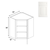 RTA - Atlas Blanco - Diagonal Corner Wall Cabinets - 24"W x 36"H x 12"D